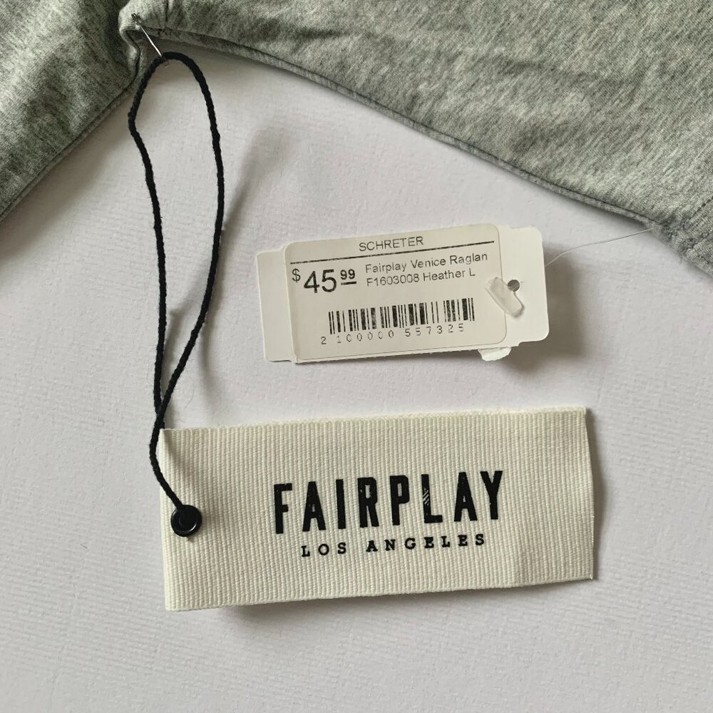 Fairplay Heather Grey Raglan Venice Short Sleeve T Shirt Tee Athleisure Classic - Picture 10 of 16
